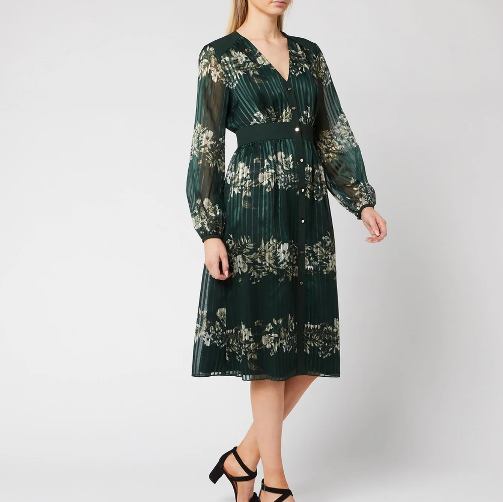 Ted Baker Delyla Meadowsweet Long-Sleeve Midi Dress - Picture 3 of 8